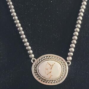 White and grey beaded necklace